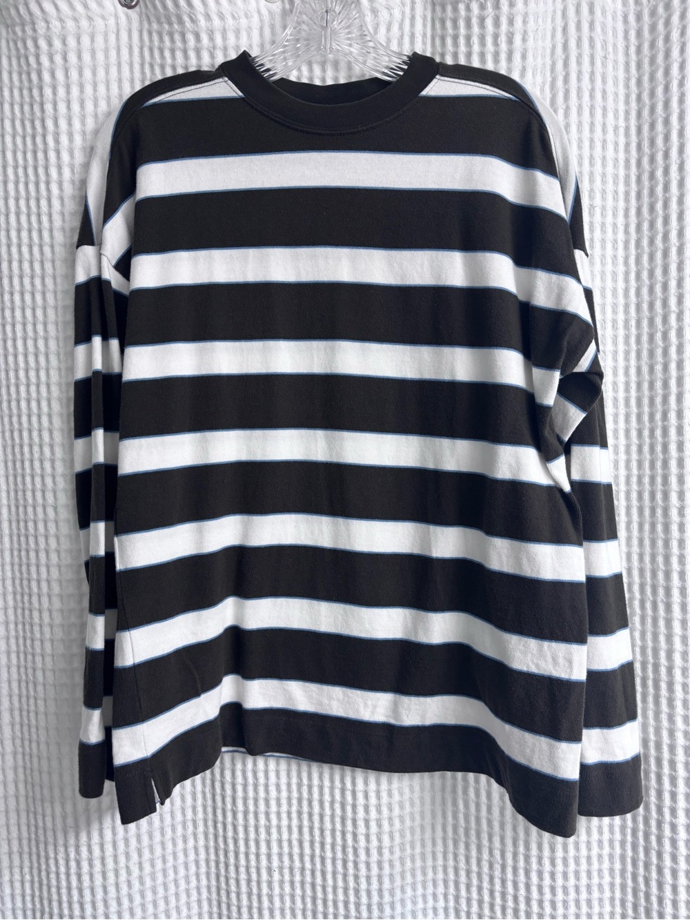 AYR Dark Grey & White Striped Crewneck with Blue Accent - Picture 2 of 7